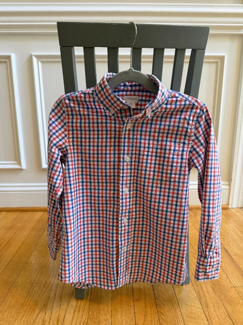 Crew Cuts orange and blue plaid button down shirt size 4-5